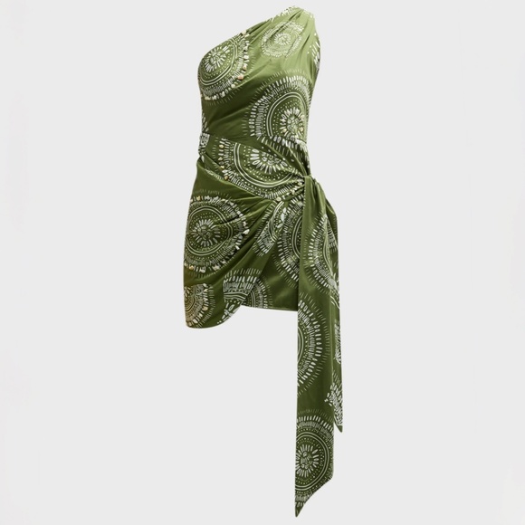 Andres Otalora Green One-Shoulder Shell Embellished Mini Dress - Picture 6 of 16